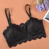 Women Black Lace Floral Trim Bralette Crop Top Push Up Bra Underwear Lingerie
