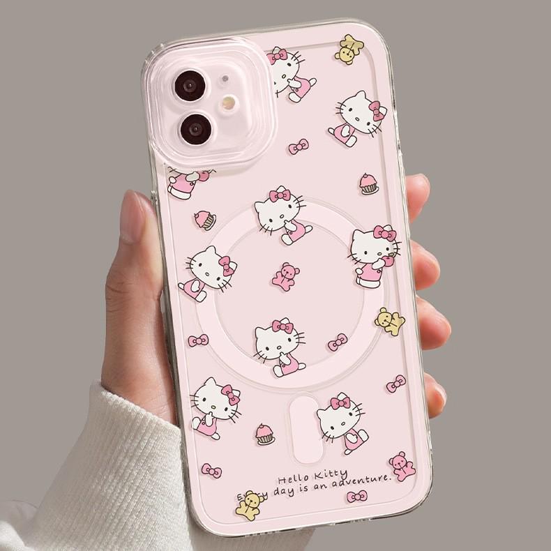Магнитный чехол для телефона с кошкой для iPhone 17/16/15/14/13 Pro - Милый дизайн для девочек