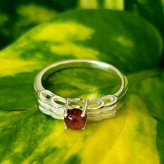 Кольцо из стерлингового серебра 925 пробы с натуральным розовым турмалином, 7 шт., A36