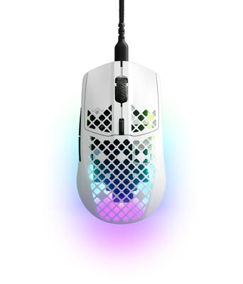 Игровая мышь SteelSeries проводная Aerox 3 Snow Сверхлегкая Стандарт IP54 Водонепроницаемая Пыленепроницаемая Сенсор TrueMove Core Включает кабель Super Mesh USB-C