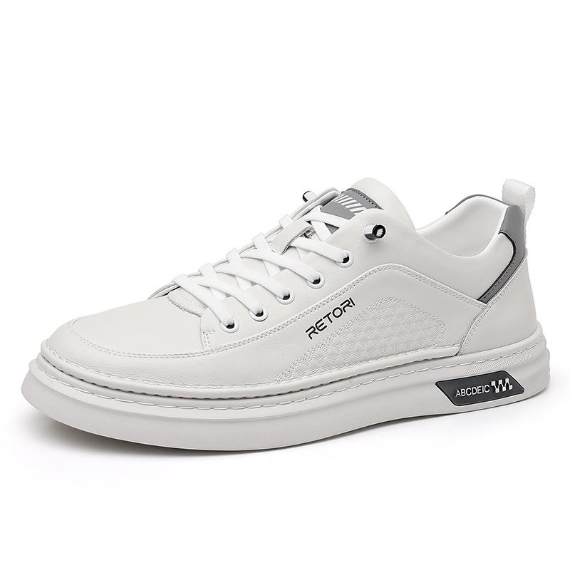 Fashion Casual Leather Men Casual Shoes Lightweight Lace-Up Sneakers Breathable Sports Shoes New Design Skateboard Footwear Treking Shoe