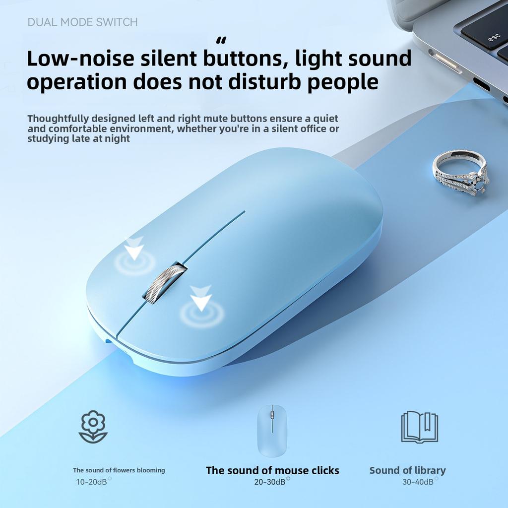 Беспроводная мышь Bluetooth Бесшумная Перезаряжаемая Bluetooth Двухрежимная Ноутбук Настольный ПК Планшет Офис Игра