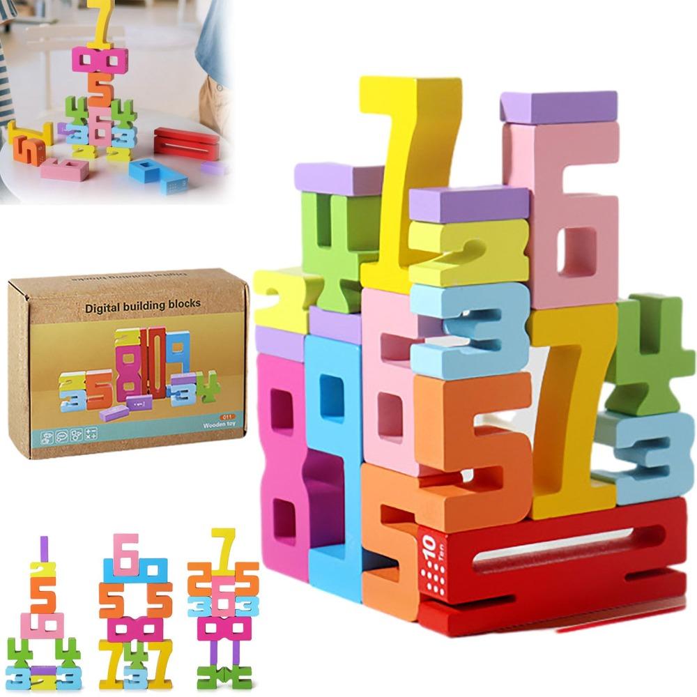 Wooden Number Building Block Early Education Counting Toy New Stacking Games Toys  For Kids