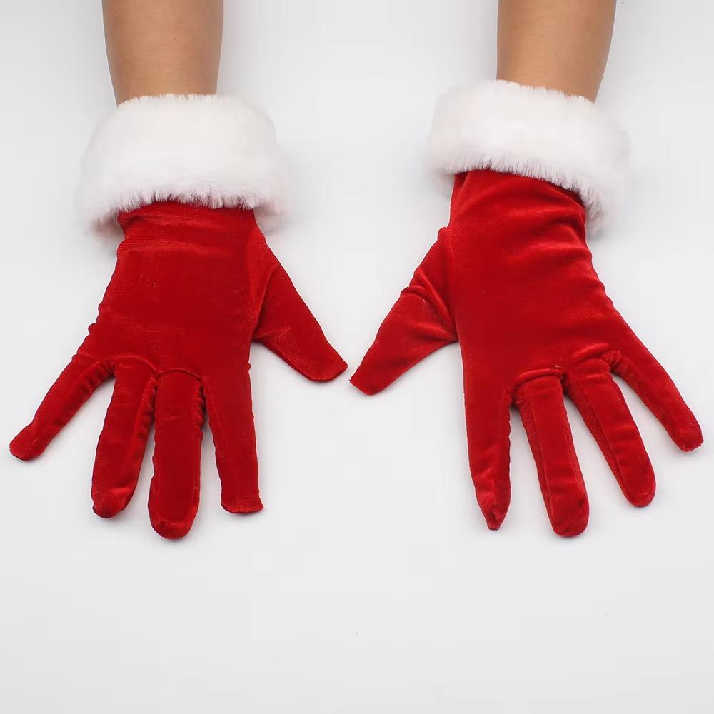Short Wool Gloves Thicken Christmas Gloves New Santa Claus Gloves Festive