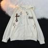 Cross Flame Embroidered Retro Hip Hop Unisex Cardigan Jacket