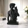 Декоративные Полки 3D Печатная Статуя Давида с Кошкой, Классическая Европейская Арт Скульптура Фигурка Стильный Декор для Гостиной Домашнего Офиса
