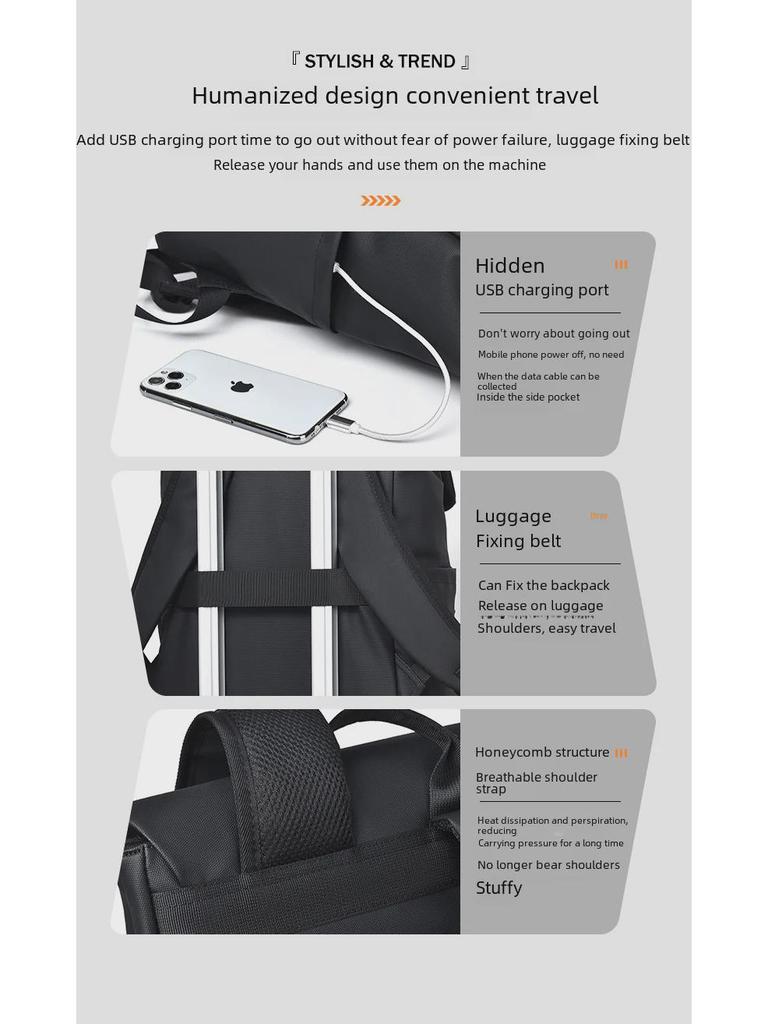 Men's Large Capacity Fashion Backpack - Casual Computer and Shoulder Bag with Front Cross Design