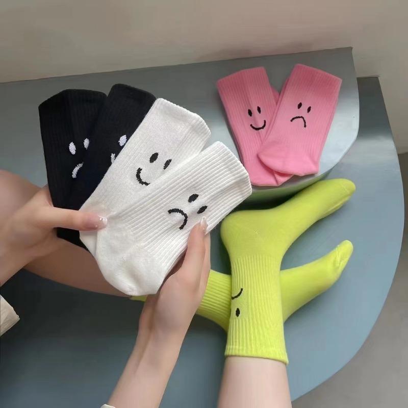 New Tide Brand Behind Crying Face A B Socks Creative Funny Sports Pure Color Couples Socks Tide Cotton Socks Men Women