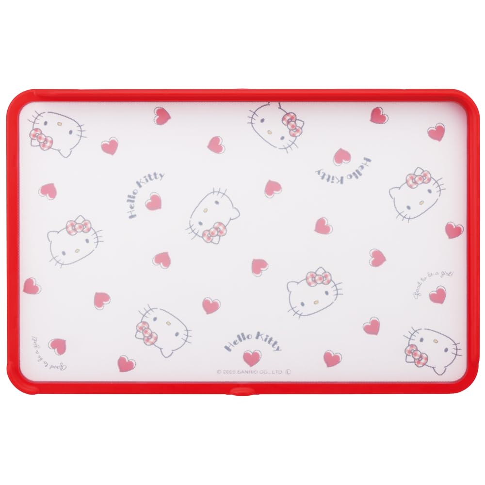Skater Cutting Board with 21 x Medium Hello Kitty Red Dishwasher Double-Sided Spill-Proof Guard, AG+ Antibacterial, 32.5 cm, Size, Heart, Sanrio,