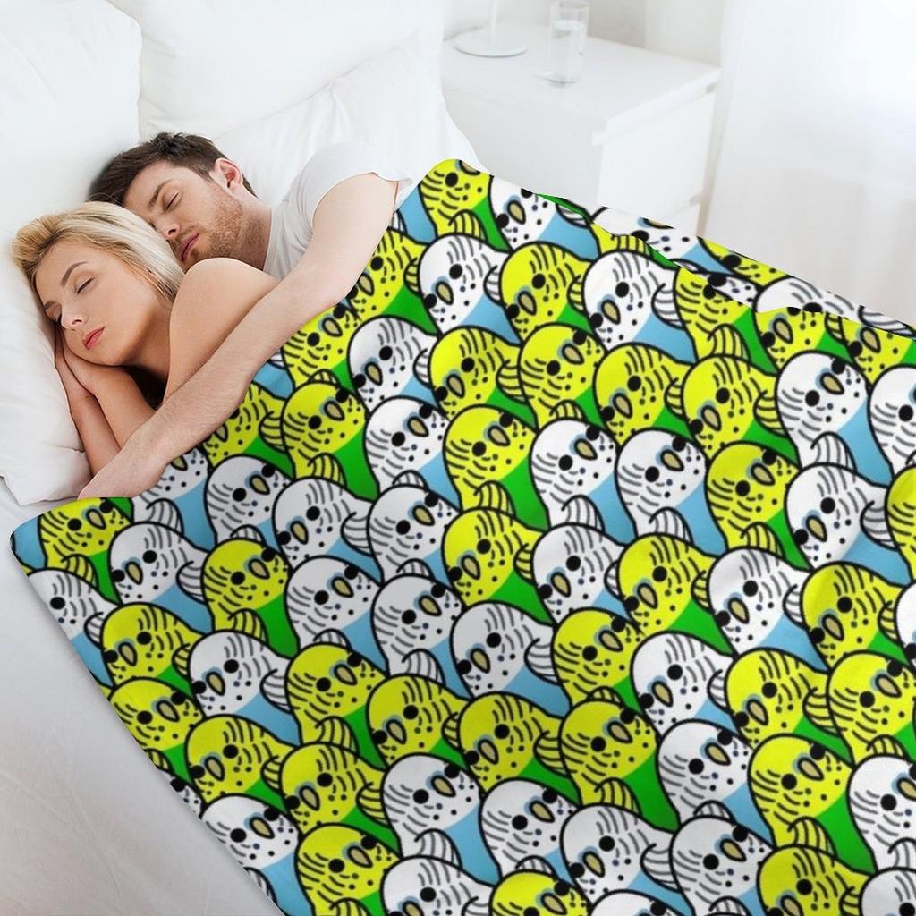 Too Many Birds! - Budgie Squad 1 Throw Blanket Polar Flannels Beautifuls Hairy Blankets