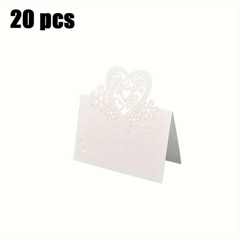 Wedding Name Place Cards 20 Pcs White Heart Cutout Table Seating Cards for Wedding Party Decoration