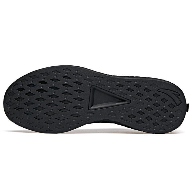 Anta Cushioning Slip Resistant Abrasion Resistant Breathable Low top Running Shoes Men's Black Blue Diamond Pattern 912125523-3
