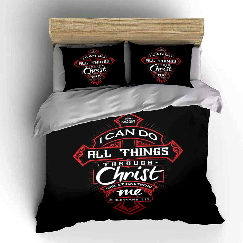 Christian Quote Cross Design Bedding Duvet Cover Set Duvet Cover Pillowcases (1*Duvet Cover 2*Pillowcases, without duvet insert)