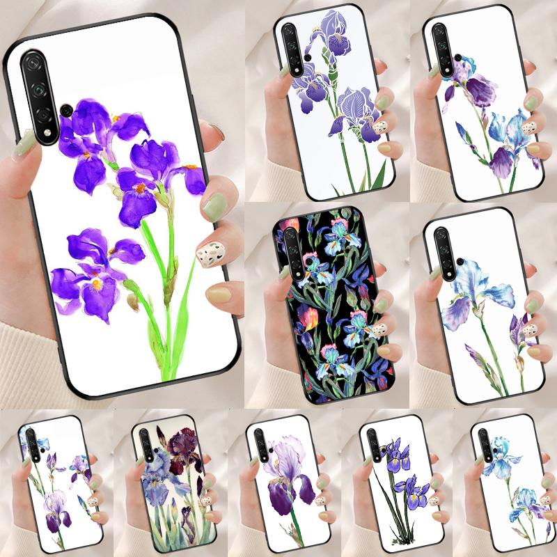 Iris Purple Flower Watercolor For Huawei Nova 10 9 SE 5T 12s 12i 11i Y91 Y90 Y60 Y70 Y72 Y61 P20 P40 P30 Lite P60 Pro Case
