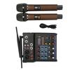 4 Channel Small Bluetooth Stereo Mixer with 2 Wireless Microphones Family Stereo Processor for Live Streaming