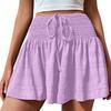 Yousheng Women's Summer Flowy Shorts Elastic High Waist Drawstring Ruffle Mini Skirt Shorts Casual Pleated Stretchy Athletic Shorts