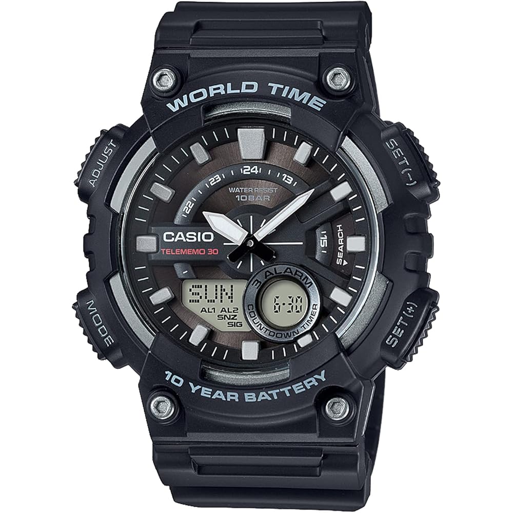 Casio Collection AEQ-110W-1AJH Мужские Черные Часы Аналоговые Водонепроницаемые