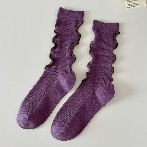 1PAIR Носки женские весна/лето новый стиль волнистые персонализированные носки средней длины носки для девочек в стиле академии моды