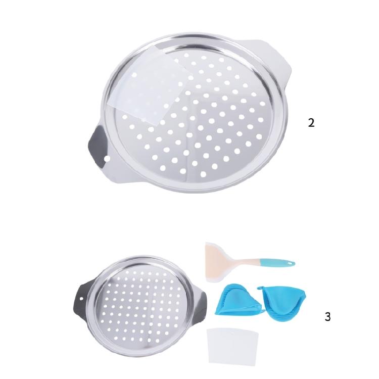 Manual Stainless Steel Spaetzle Maker Lid with Scrapers, Round Press Lid and Side Handle for Homemades German Noodles Preps, Spaghetti Strainer