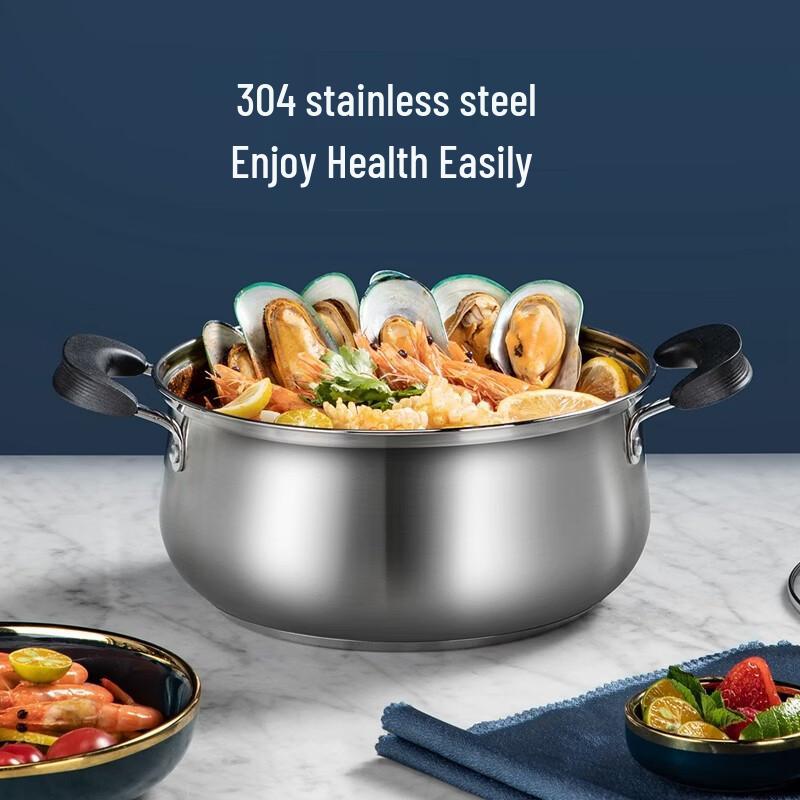 COOKER KING 304 Stainless Steel Soup Pot with Steamer Insert, 22cm