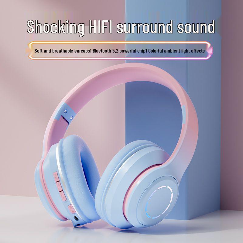 Беспроводная игровая гарнитура с шумоподавлением Bluetooth, полноразмерная, с мощным басом, совместима с телефонами Apple и Huawei