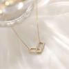 Double-Layer Square Necklace Flashing Diamond Geometric Clavicle Chain Female
