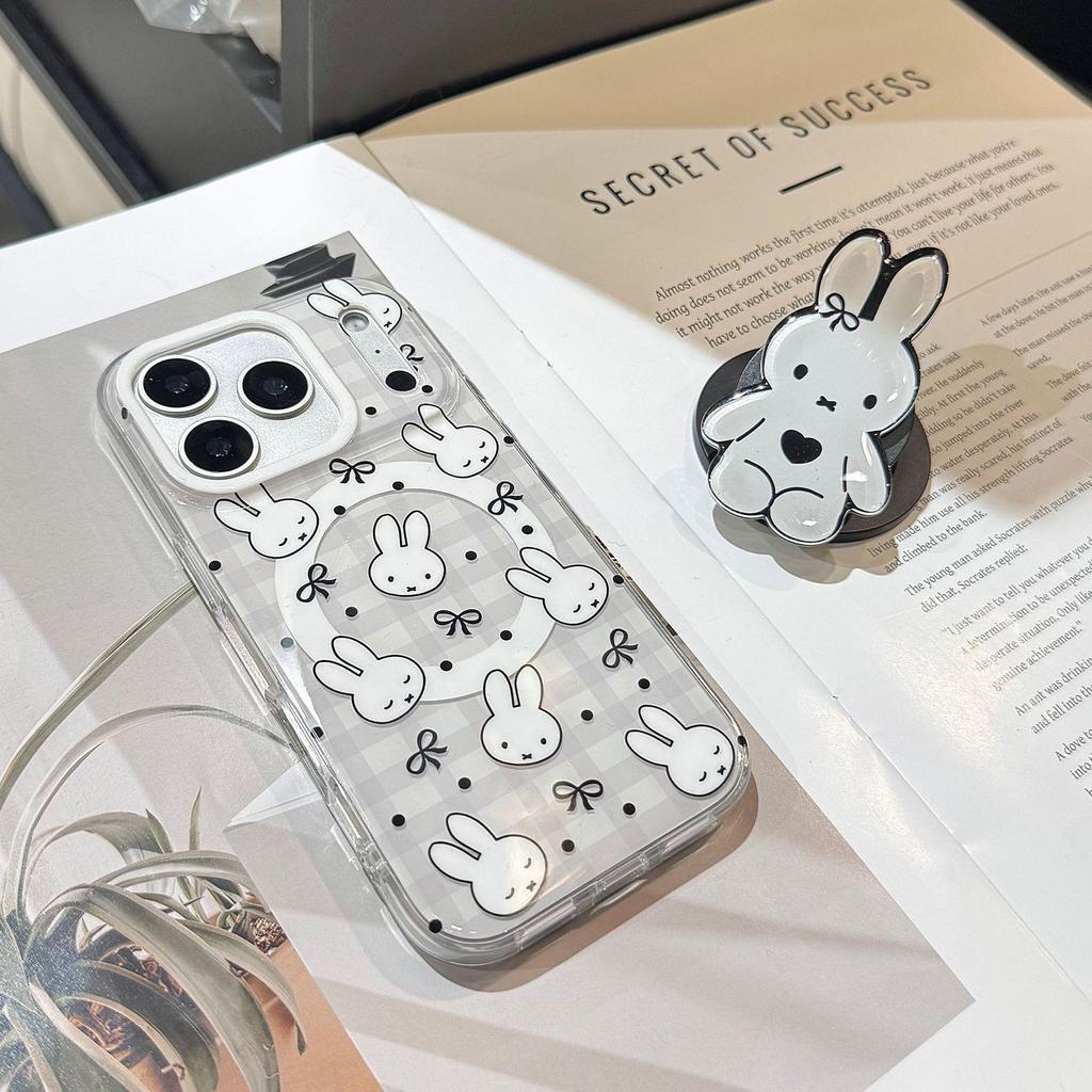 Модный Магнитный Противоударный Чехол Miffy для iPhone 17/16 Pro Max - Серый/Белый
