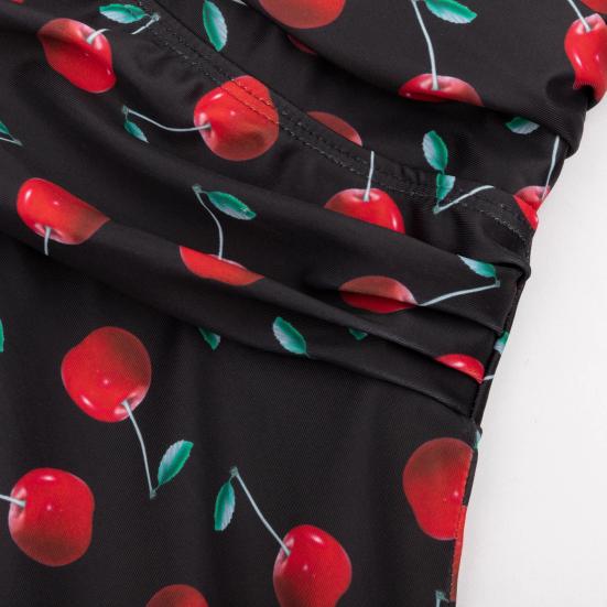 2 шт./комплект женский купальник из двух частей плюс размер вишневый принт купальник с трусиками летний пляж бассейн женский купальный костюм танкини купальники