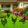 5 Pcs Country Style Black Hen Chickens Statues for Garden and Courtyard Decoration