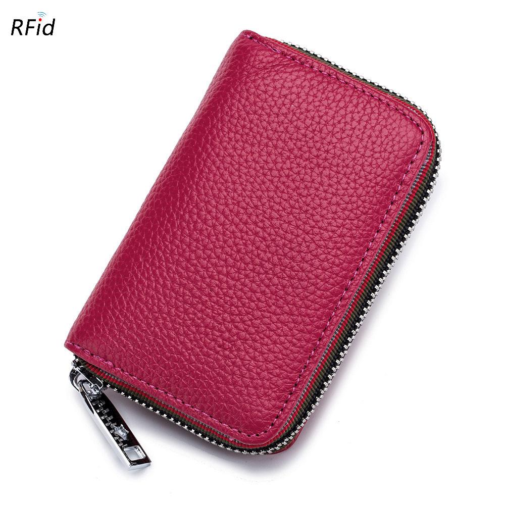 МодныйRFID-кошелек-гармошка из коровьей кожи с молнией для женщин и мужчин
