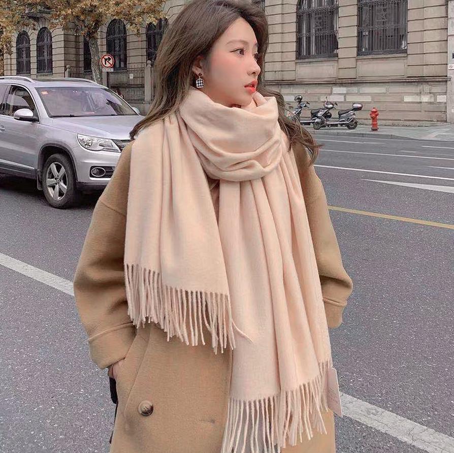 Wool & Cashmere Winter Scarf for Women & Men - Solid Color, Large, 2026 New