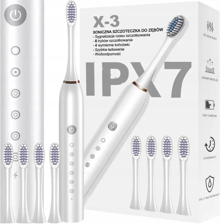 Sonic Electric Toothbrush White 4 Heads 6 Modes