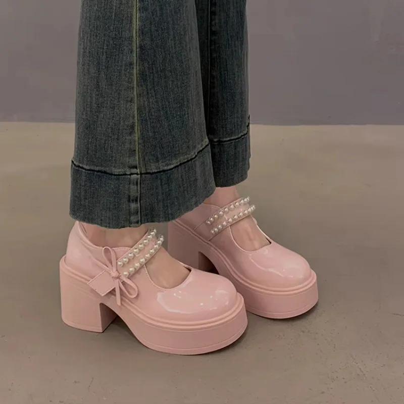Fashion 2025 Brand Ladies Shoes Buckle Strap Women's High Heels Fashion String Bead Dress New Shallow Best Seller Mary Jane Shoeszapatos