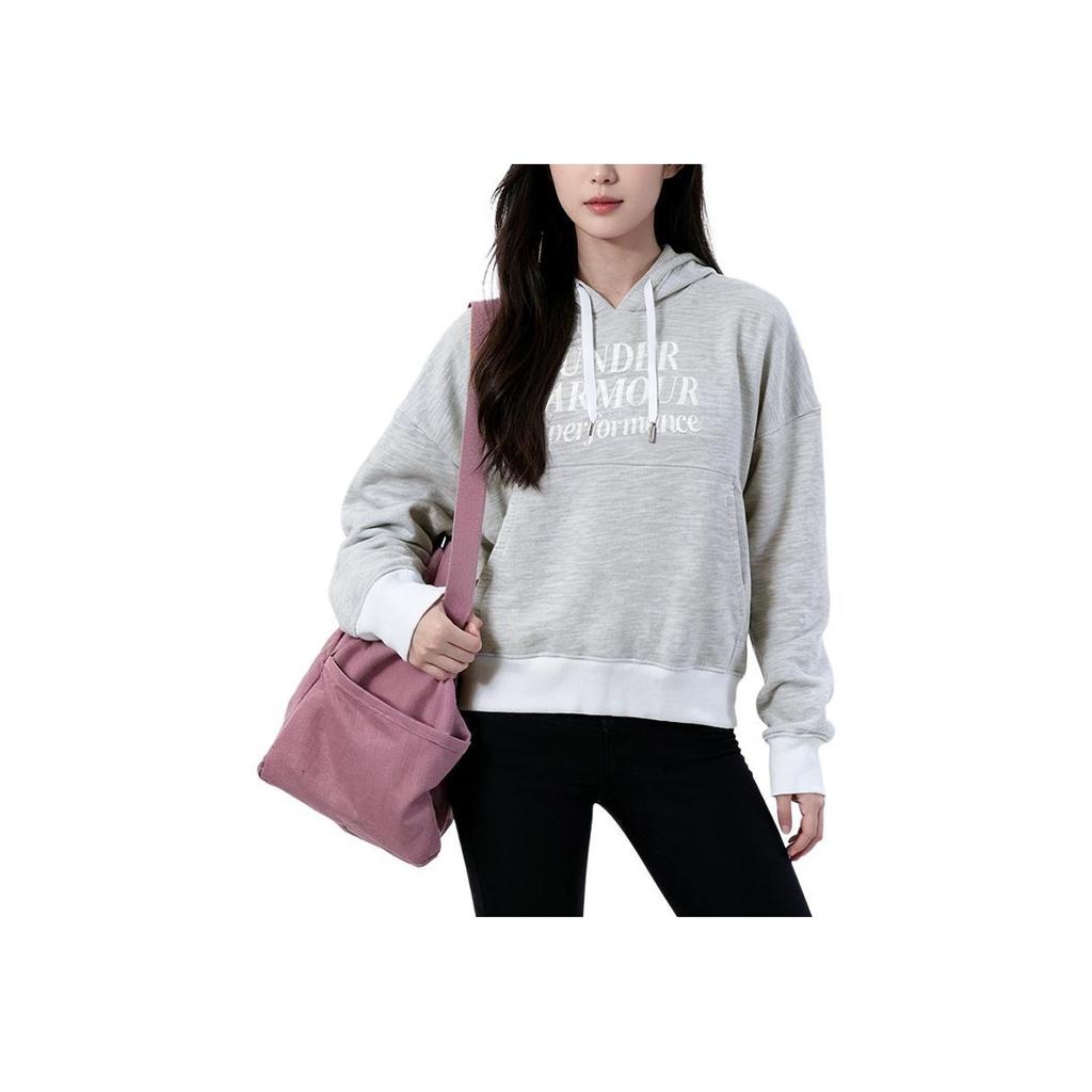 Under Armour FW22 Толстовка-пуловер с капюшоном и принтом логотипа, с длинным рукавом, женская, серая 1374107-100