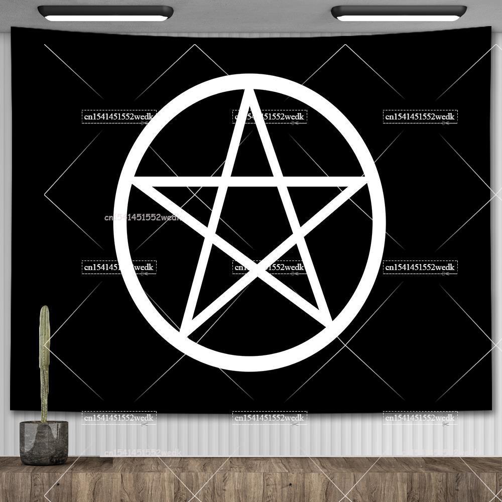 Хиппи Пентаграмма Викканский настенный гобелен Оккультный колдовской гобелен Эстетические сатанинские гобелены с головой козла Украшение гостиной