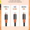 2 в 3 1,2 м кабель для быстрой зарядки Micro USB Type C кабель Lightning для Samsung Xiaomi Huawei для iPhone 16 15 14 13 Pro телефон зарядное устройство USB кабель для передачи данных