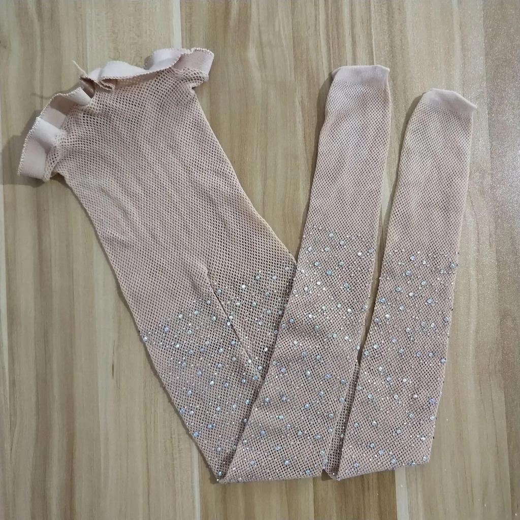 Детские модные сетчатые колготки с украшениями из стразов разных цветов