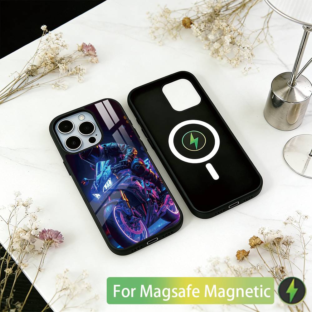 Motorbike Cool Kid Phone Case For iPhone17,16,15,14,13,12,11 Plus,Pro Magnetic For Magsafe Wireless Charging