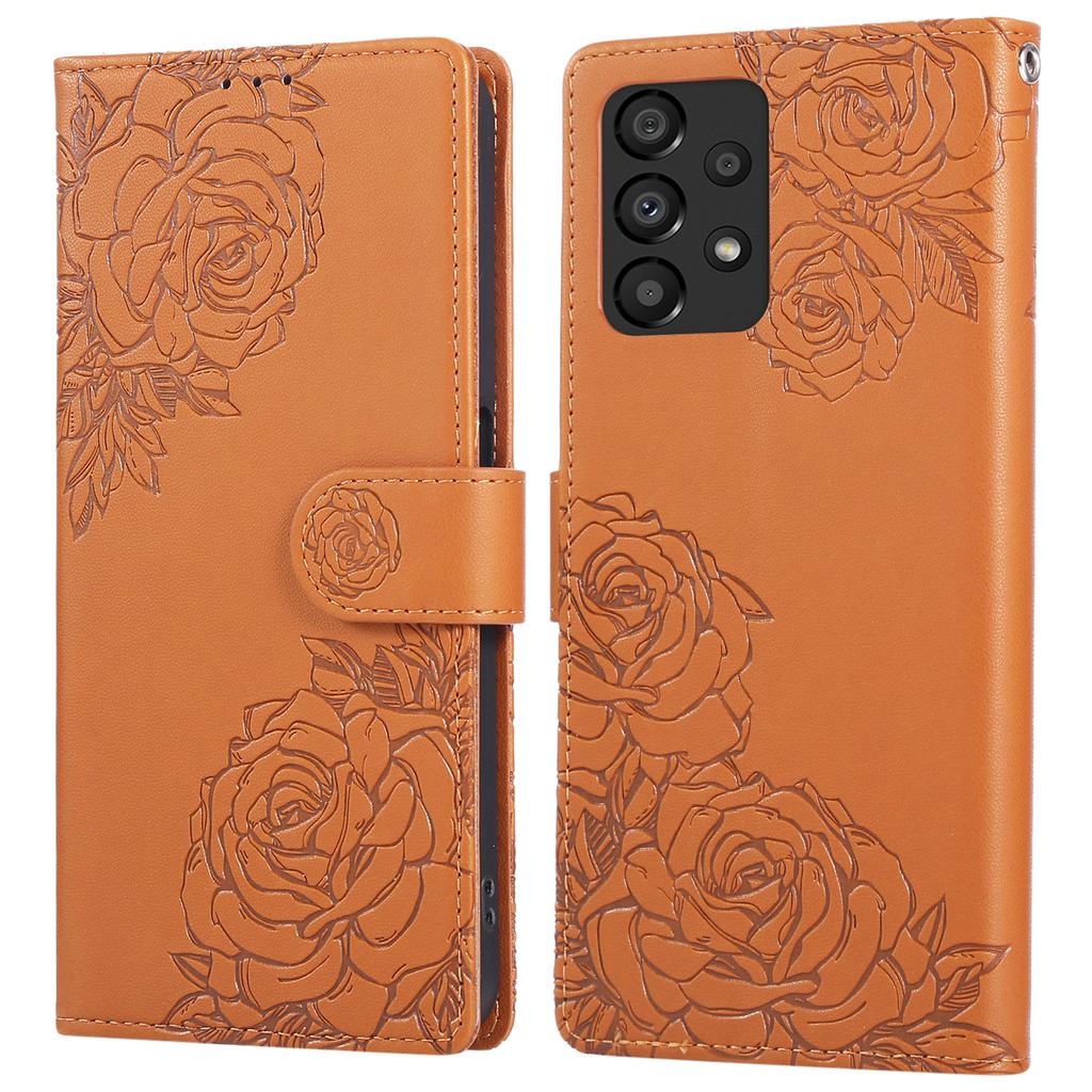 Чехол для Samsung Galaxy A33 5G с кошельком из ПУ кожи с рисунком розы и 3 слотами для карт