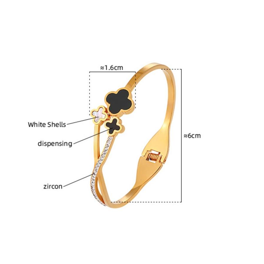 Ins New Exquisite Niche Four-Leaf Clover Titanium Steel Bracelet Female Fashion Personality Opening Adjustable Bracelet
