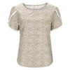 Women's Casual Floral  Printed Lace Crochet Short Sleeve Round Neck Summer Loose Tops Tops