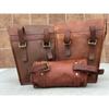 Leather Motorcycle Combo 3 Bags Saddle Pouch Bags Panniers Fork Bag Side Luggage