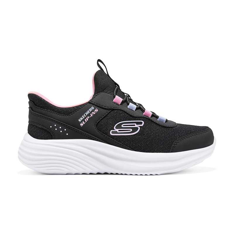 Skechers Слипоны Кожаные Модные Универсальные Амортизирующие Дышащие Низкие Уличные Обувь Детские кроссовки 303690L-BLK
