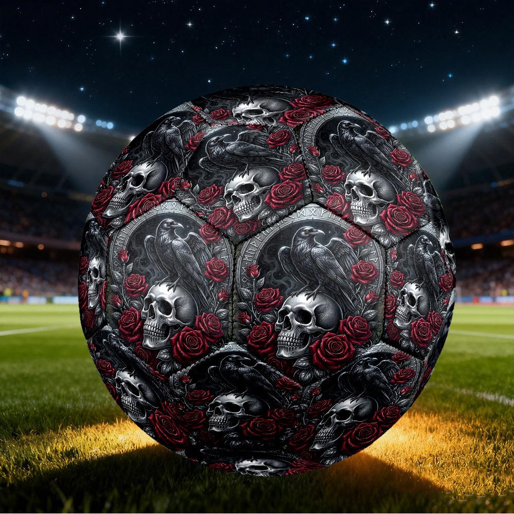 1pc Raven Skull Roses Size 5 Soccer Ball Professional Match Training Football Indoor &Outdoor Sports Ball Training Ball Lightweight Durable y1