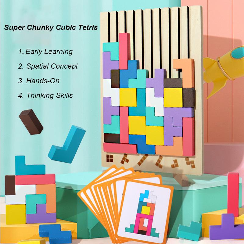 Large Three-Dimensional Tetris, 3D Three-Dimensional Puzzles, Children'S Educational Blocks, Stacking Toys, Montessori Education
