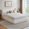 160x200 cm Compression Bed. Bed Frame with Upholstered Headboard, Reinforced Steel Frame, without Box Spring – Easy Assembly, Mattress Not Included.