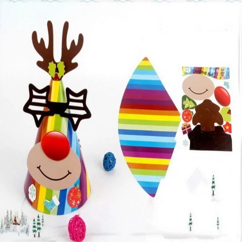 2-pack New Christmas Hats Childrens Paper Decorative Hats DIY Party Christmas Hats Christmas Paper Hats with Random Colors