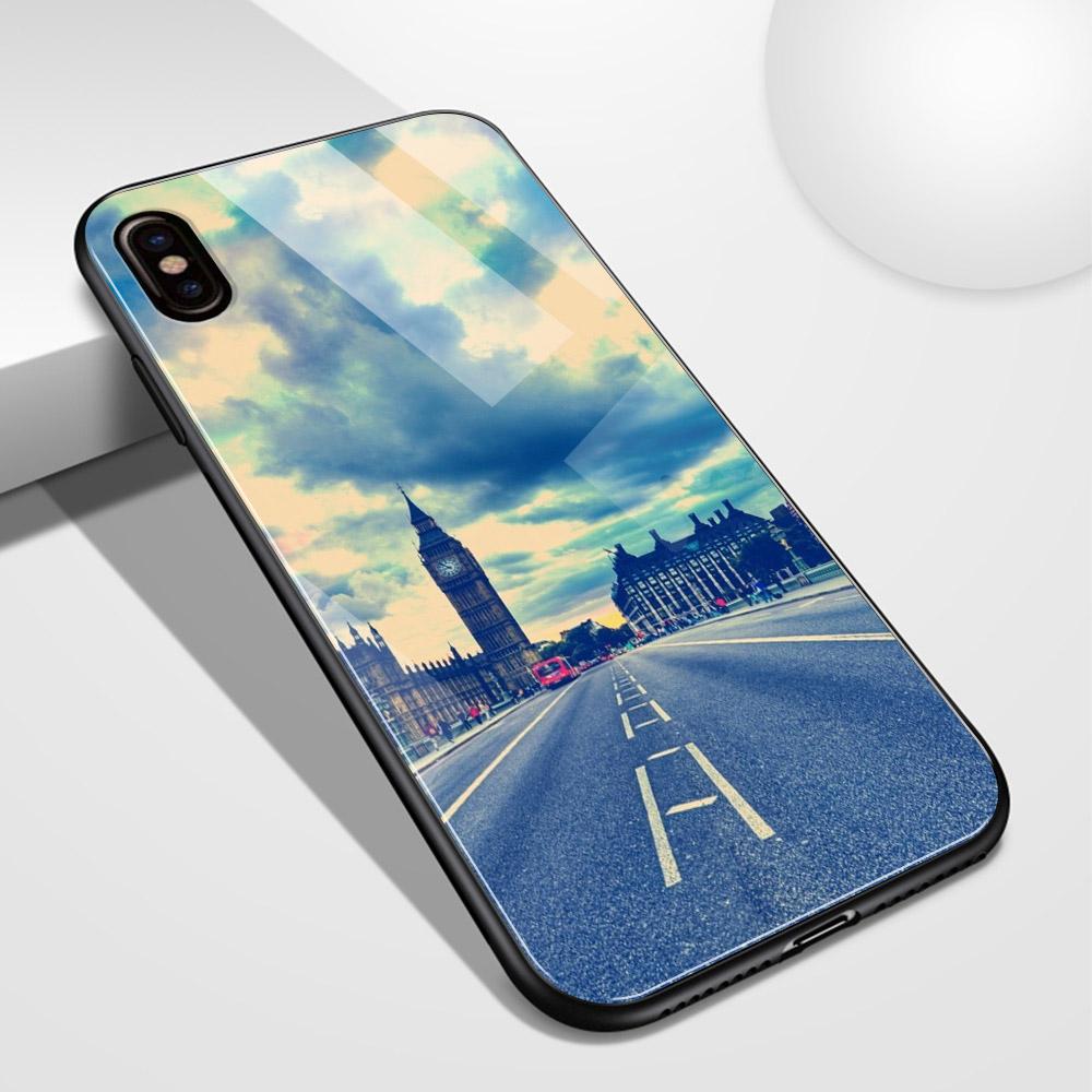 Для iPhone 14 13 12 11 Pro Max чехол стеклянная задняя крышка Road View Iphone Xr чехол Funda для iPhone 6 6s 7 8 14 Plus X Xs Max Xr Se