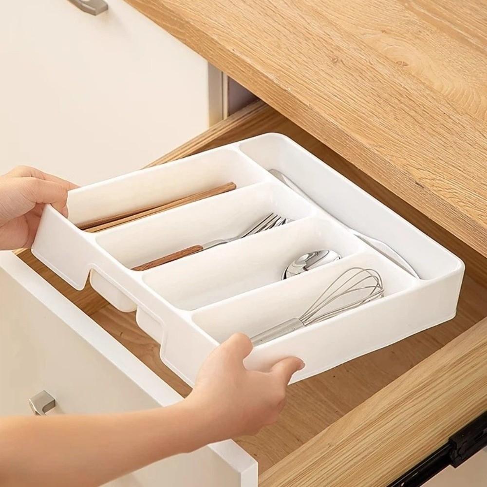 Quality 4/5 Compartments Cutlery Organizer Rectangle Easy Clean Spoon Fork Separation Box Utensil Tray Kitchen