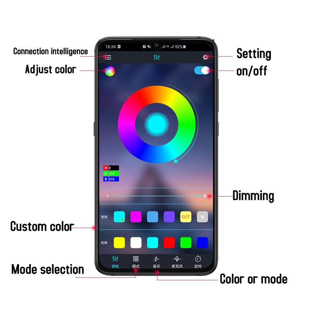 Светодиодная подсветка для ног в салоне автомобиля RGB с беспроводным пультом дистанционного управления через USB, управление музыкой, несколько режимов, декоративная лампа для создания атмосферы